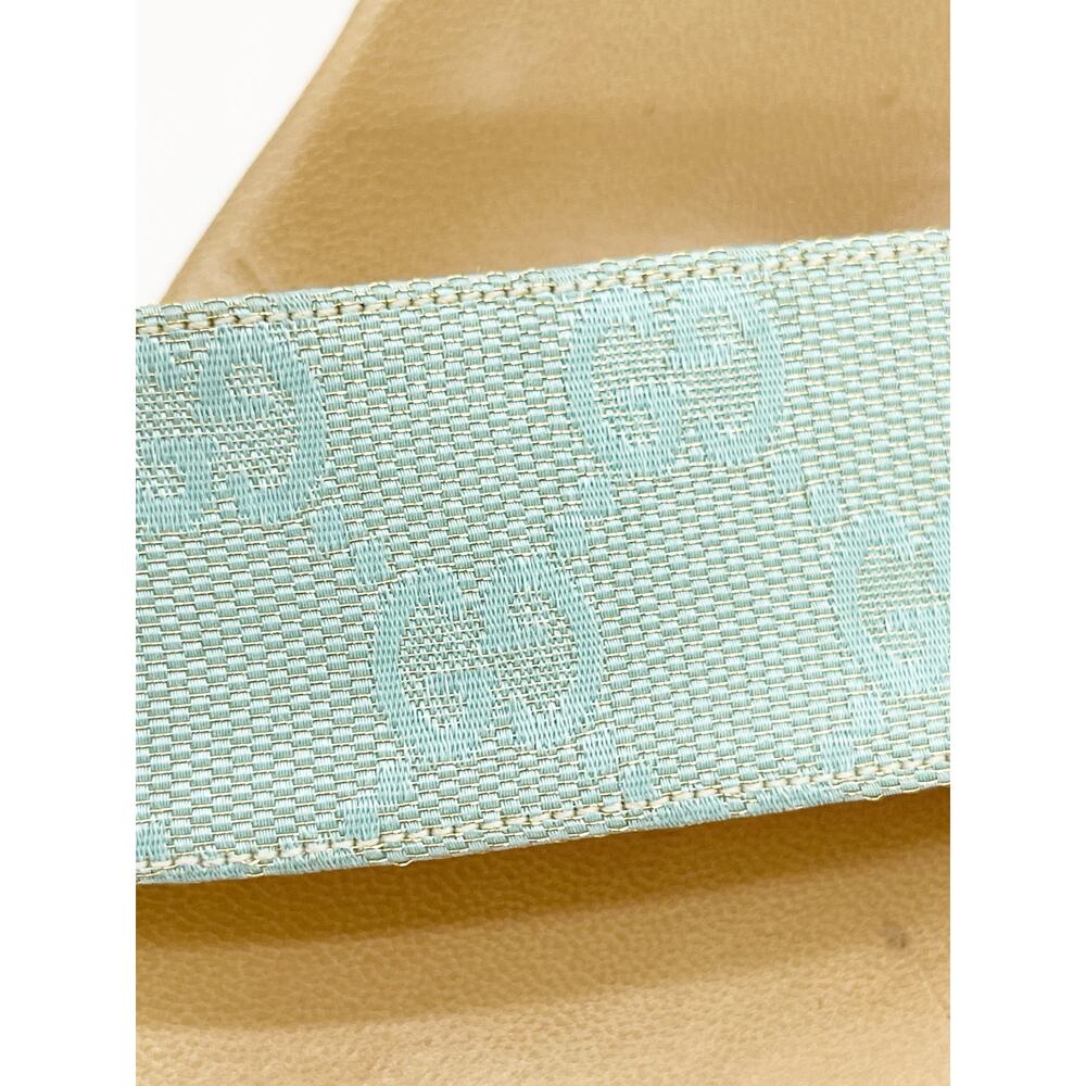 Gucci Vintage Teal GG Monogram Canvas Wooden Heel Slide Mule Sandals EU 36.5 - Picture 10 of 15